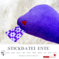 Preview: Stickdatei ITH-Ente Kuschelente Schmusetier Größe 19 x 16 cm für 13x18 cm Stickrahmen